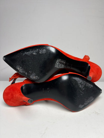 Women's Shoe Size 37.5 Alexander Wang Lovisa Red Suede Pre-Owned Pointed Toe Heels