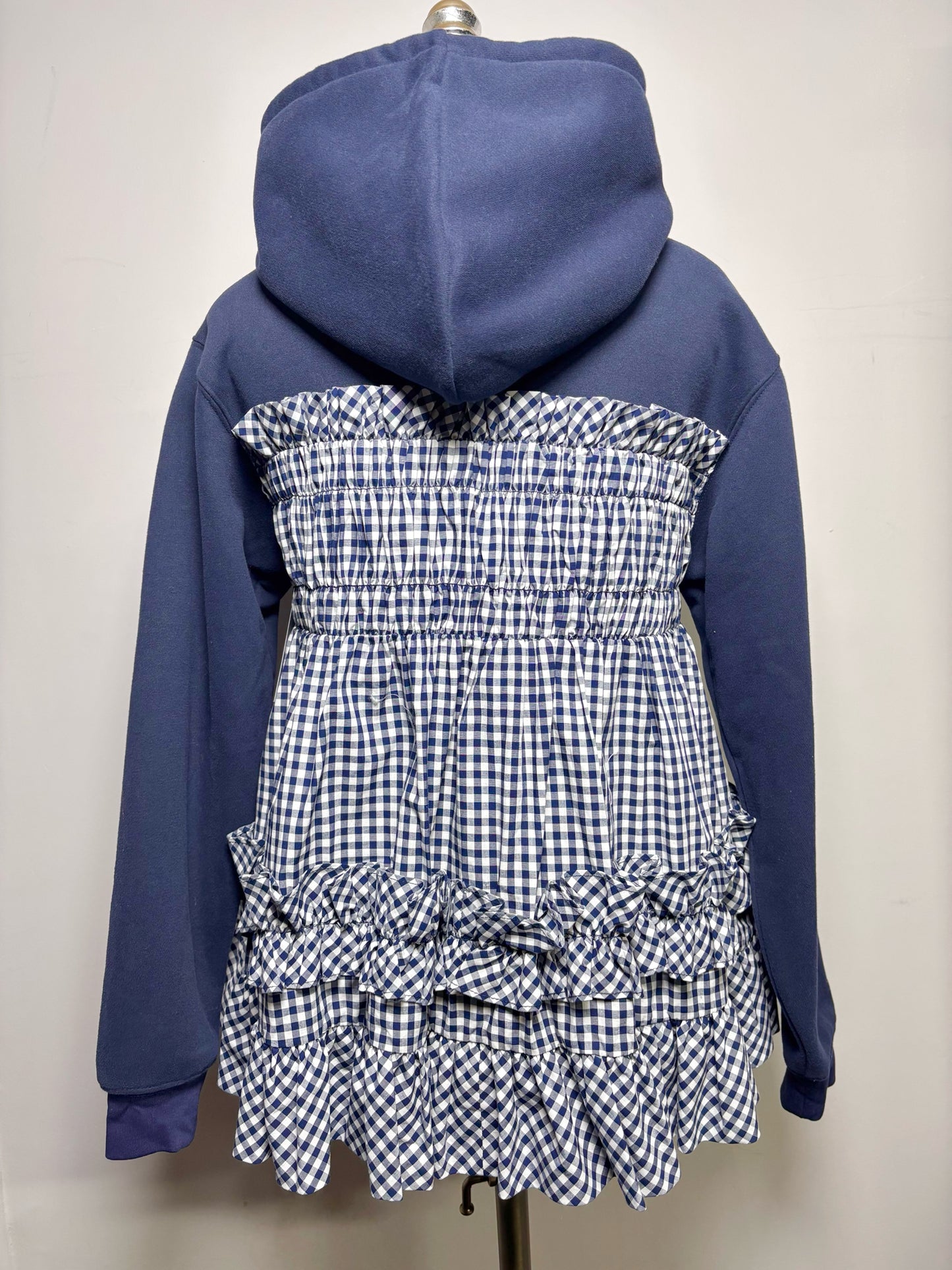 Women Size XS Sandy Liang Blue Solid, Gingham Combo Jacket