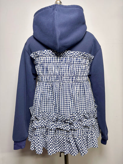 Women Size XS Sandy Liang Blue Solid, Gingham Combo Jacket