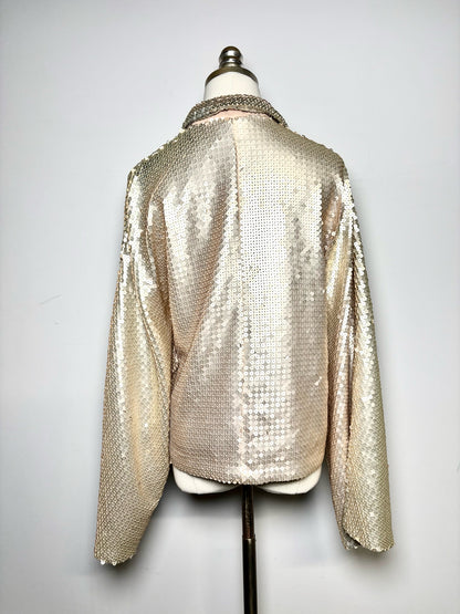 Women Size 8 Genny Pale Pink Sequins Silk Pre-owned Jacket