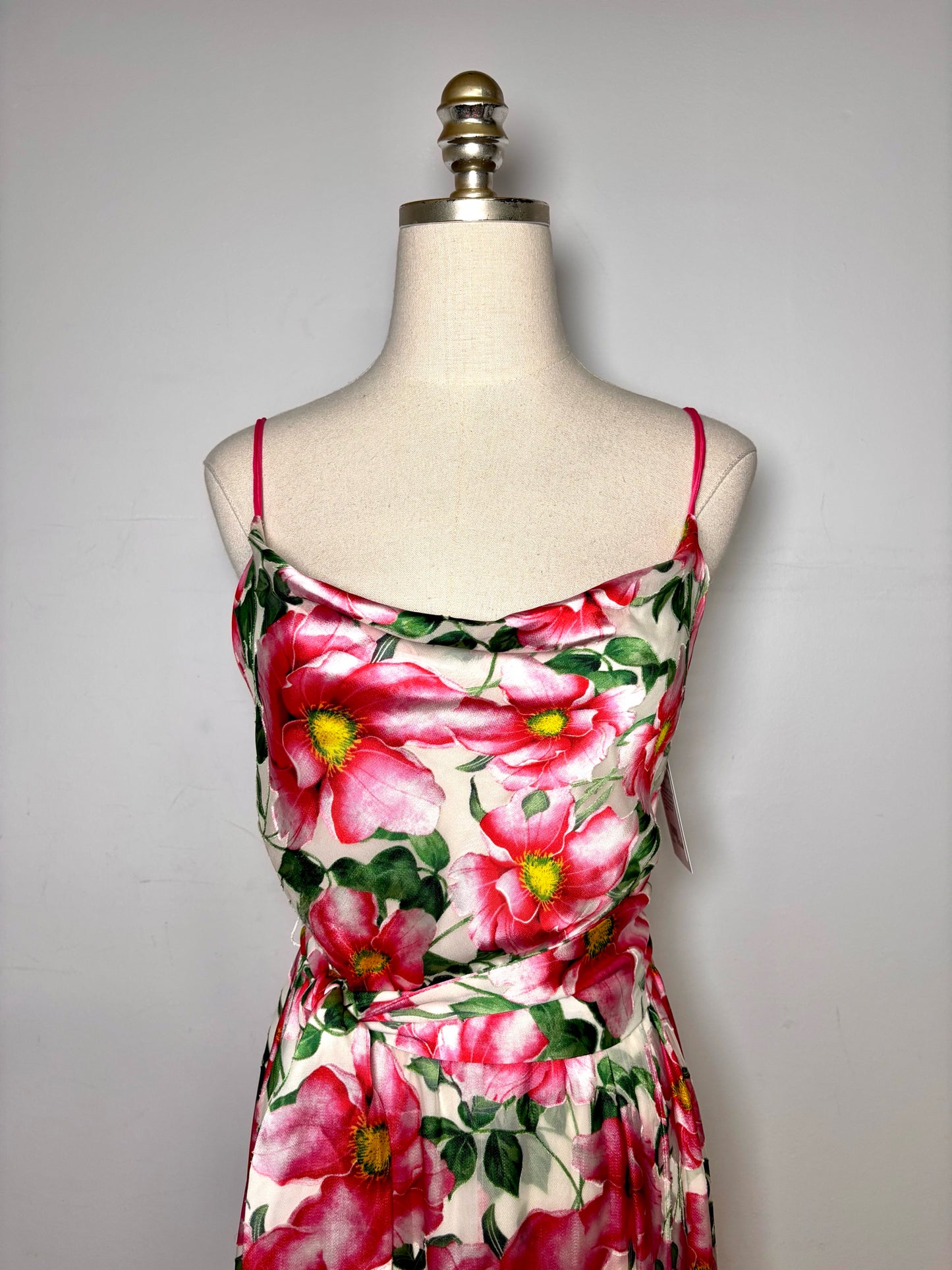 Women Size 2 Alice + Olivia White, Pink, Green Floral Silk Blend Pre-owned Dress