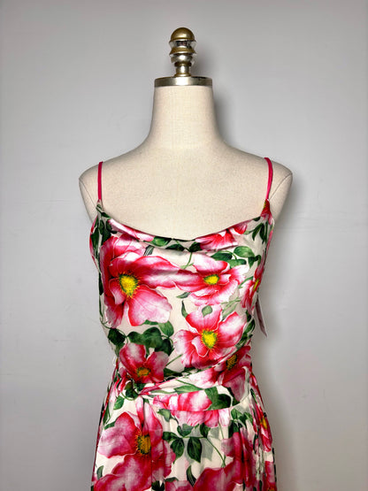 Women Size 2 Alice + Olivia White, Pink, Green Floral Silk Blend Pre-owned Dress