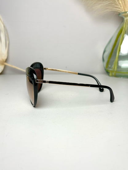 Acetate Chanel Black Cat-eyed Mirrored Sunglasses