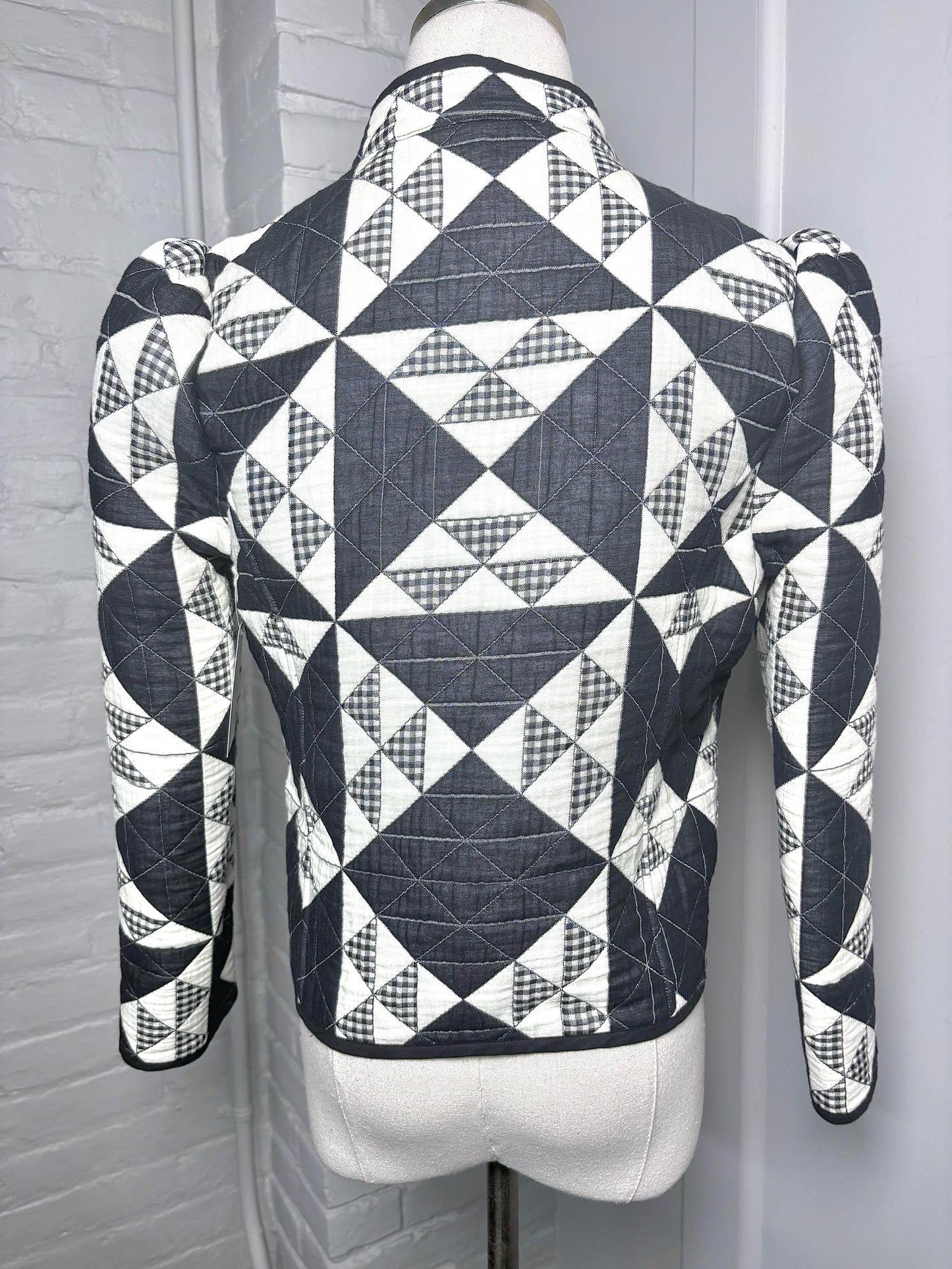 Women Size S Hunter Bell Black & White Quilted Cotton Blend Pre-owned Jacket