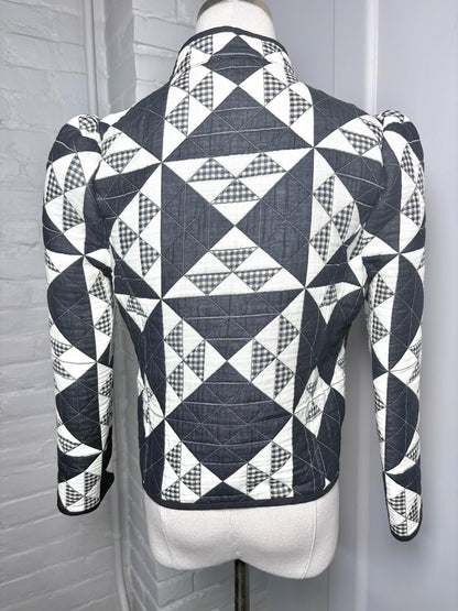 Women Size S Hunter Bell Black & White Quilted Cotton Blend Pre-owned Jacket