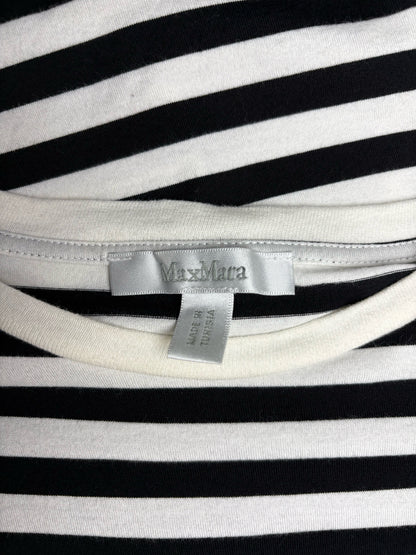 Women Size M Max Mara Black/White Striped, Embroidered Cotton Pre-owned T-shirt