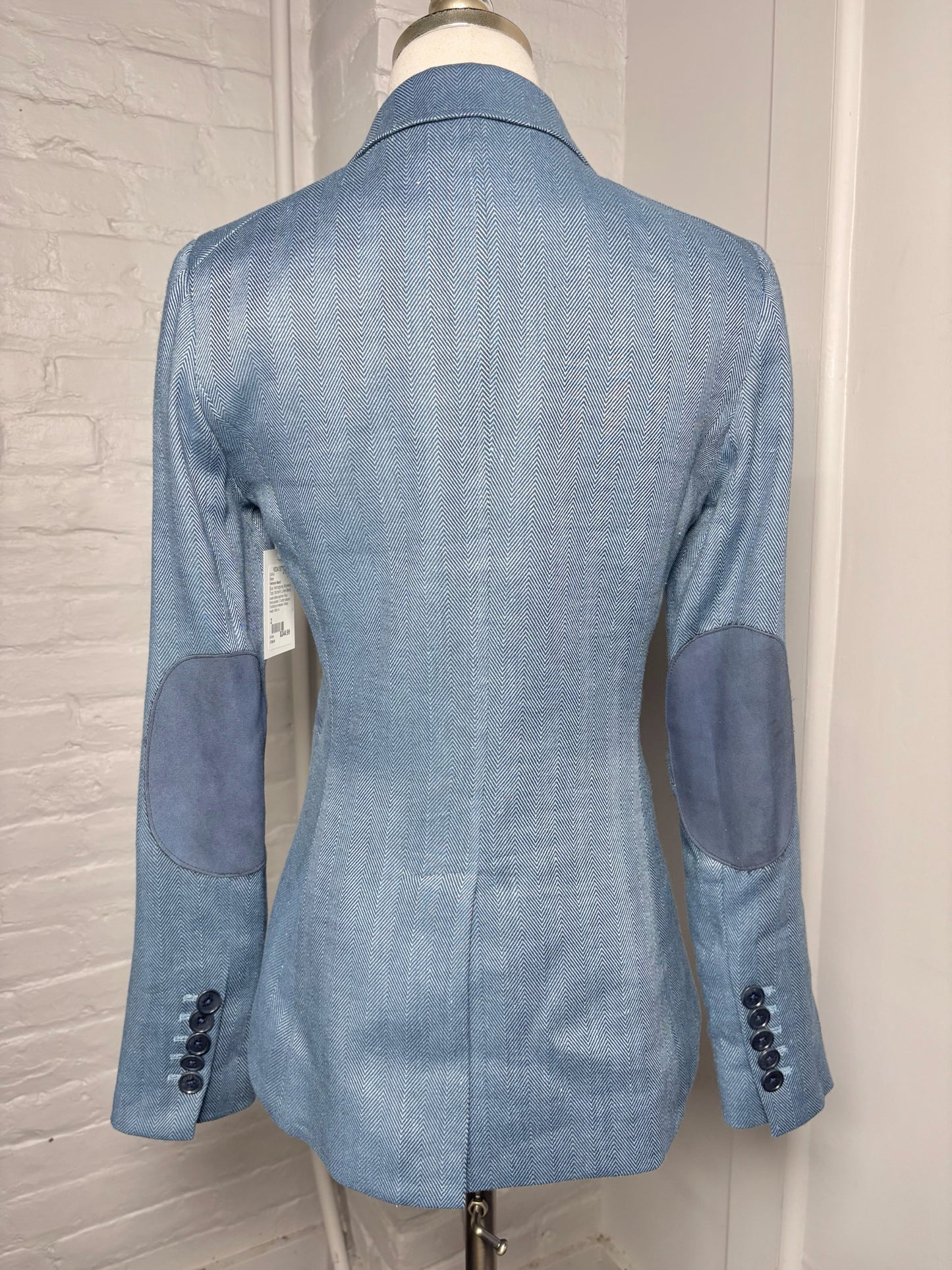 Women Size 2 Veronica Beard Blue Herringbone Blazer