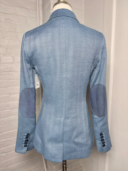 Women Size 2 Veronica Beard Blue Herringbone Blazer