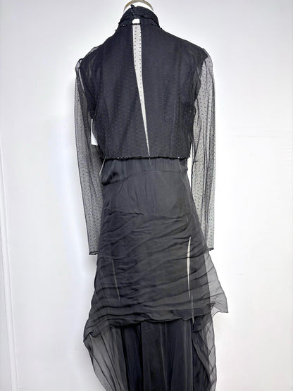 Women Size 12 Ralph Lauren Purple Label Black Chiffon Silk Gown