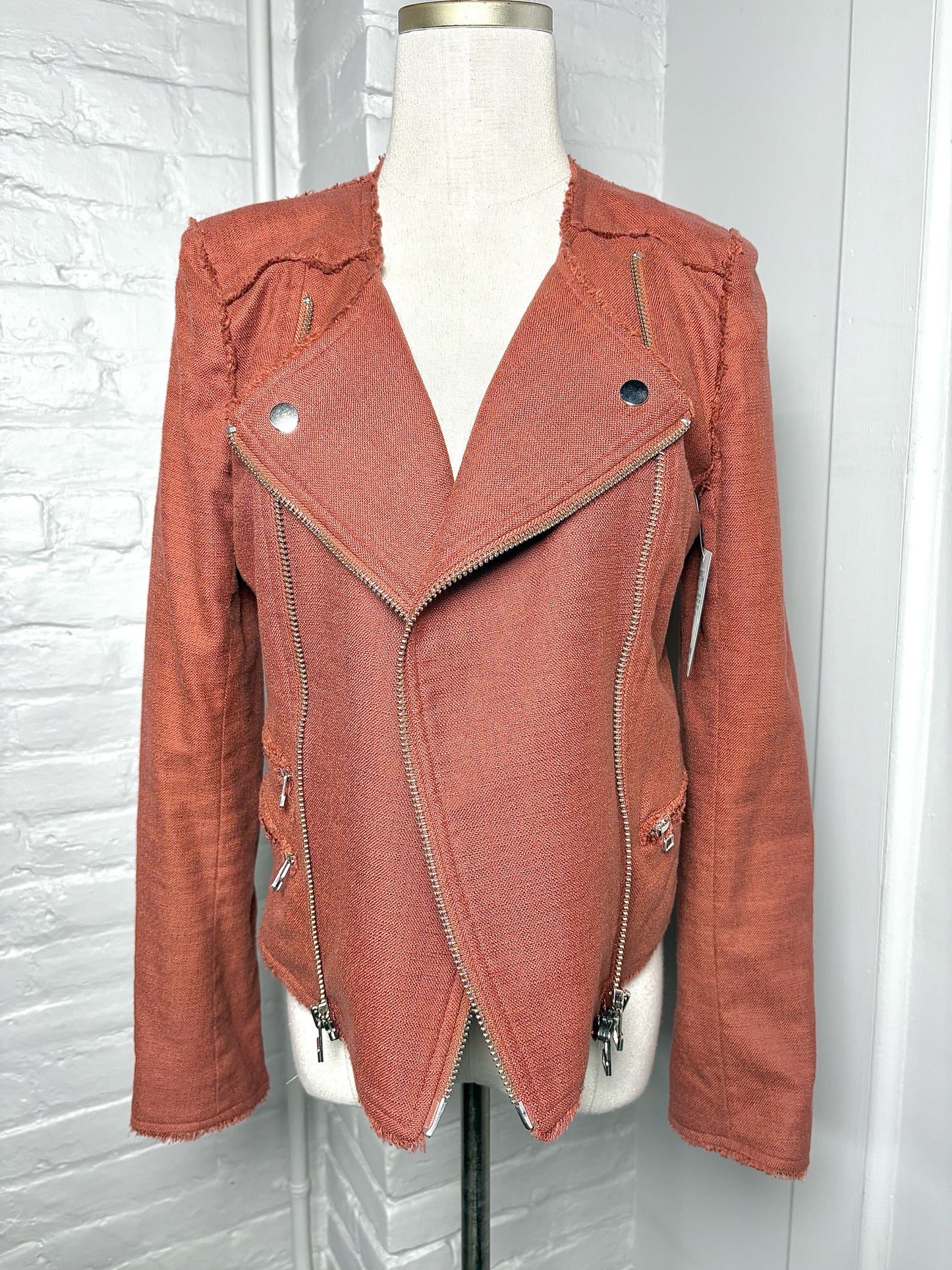 Women Size 6 Veronica Beard Terracotta Moto  Pre-owned Jacket