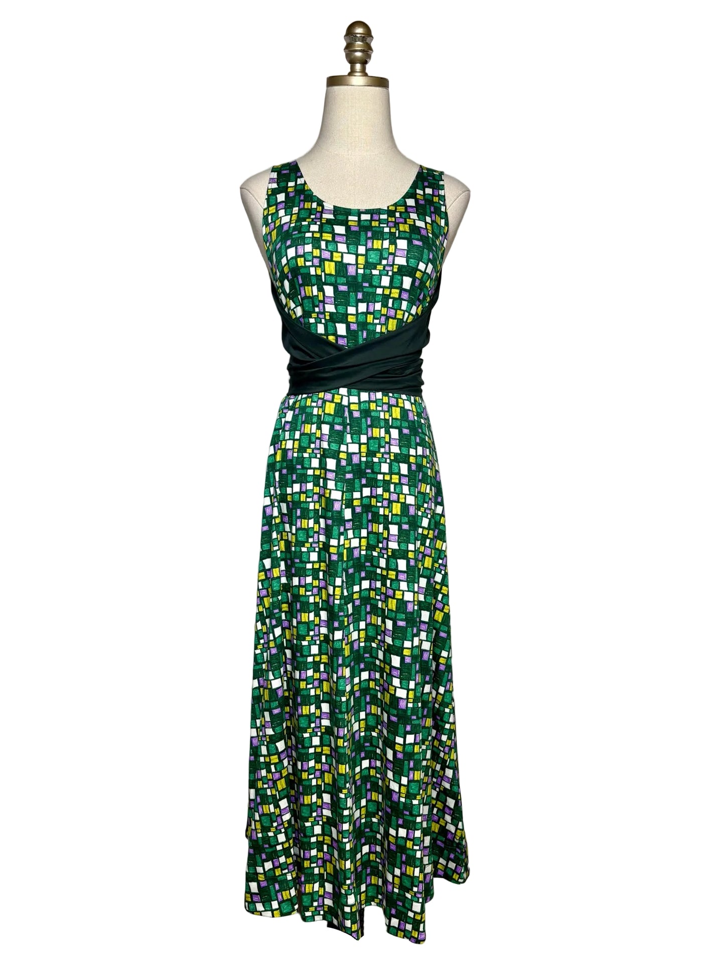 Women Size XS Weekend Max Mara Frisia Green Multi-Color Pure Cotton NWT Pre-Owned Midi Dress