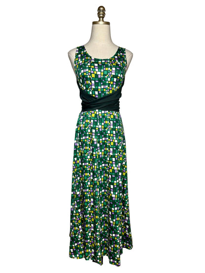 Women Size XS Weekend Max Mara Frisia Green Multi-Color Pure Cotton NWT Pre-Owned Midi Dress