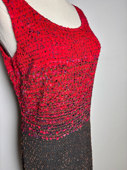 Women Size 8 St. John Couture Red, Black Boucle Dress