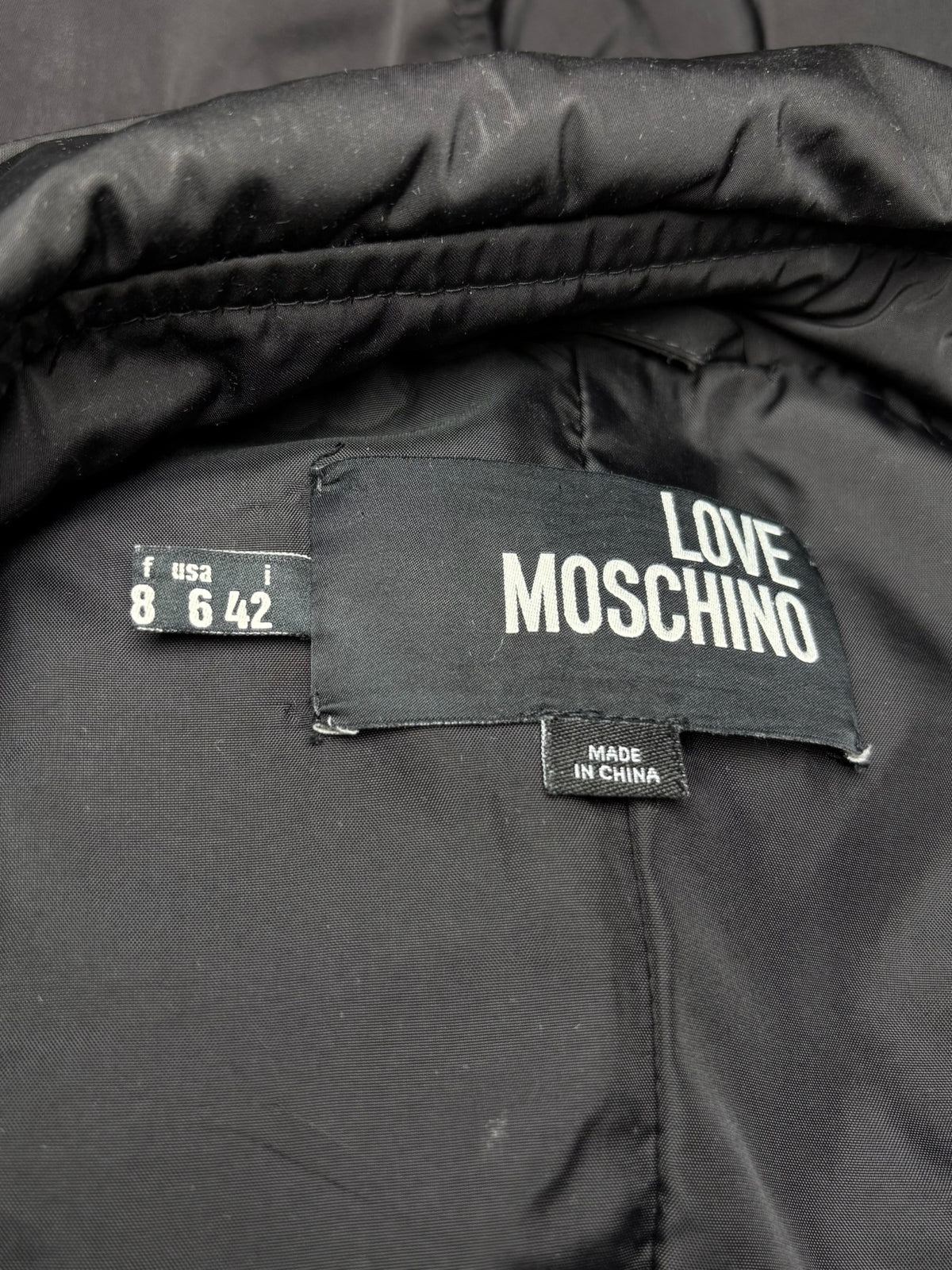Women's Size 6 Love Moschino Black Double-Breasted Vintage Pre-Owned Rain Coat