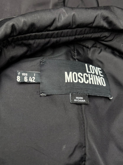 Women's Size 6 Love Moschino Black Double-Breasted Vintage Pre-Owned Rain Coat