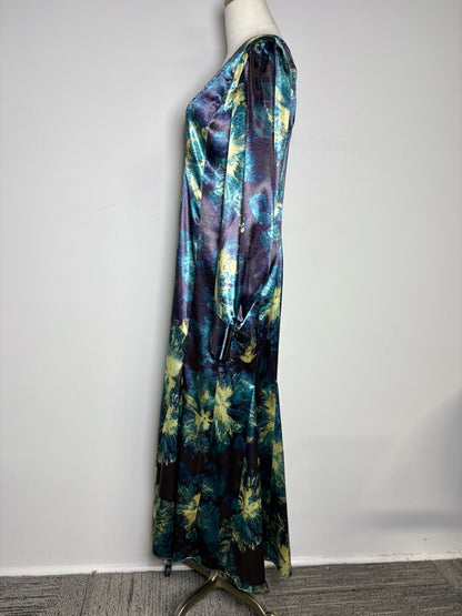 Women Size M Ulla Johnson Azrou Blue, Green Print Pre-owned, NWT Midi Dress