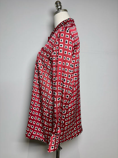 Women Size M Staud Red, Black, White Print Women's 100% Polyester Blouse