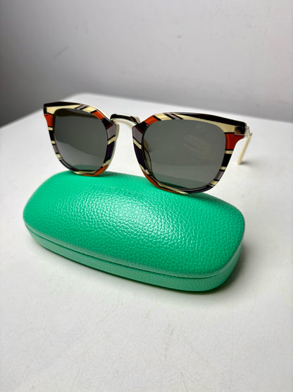 Women's Emilio Pucci EP 26 20A Terracotta Gray & Bone Pre-Owned Acetate Authentic Sunglasses
