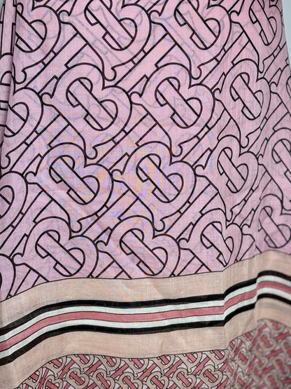 Burberry Monogram Circle Stripe Women's NWT Wool/Silk Blend Pre-owned Square Scarf
