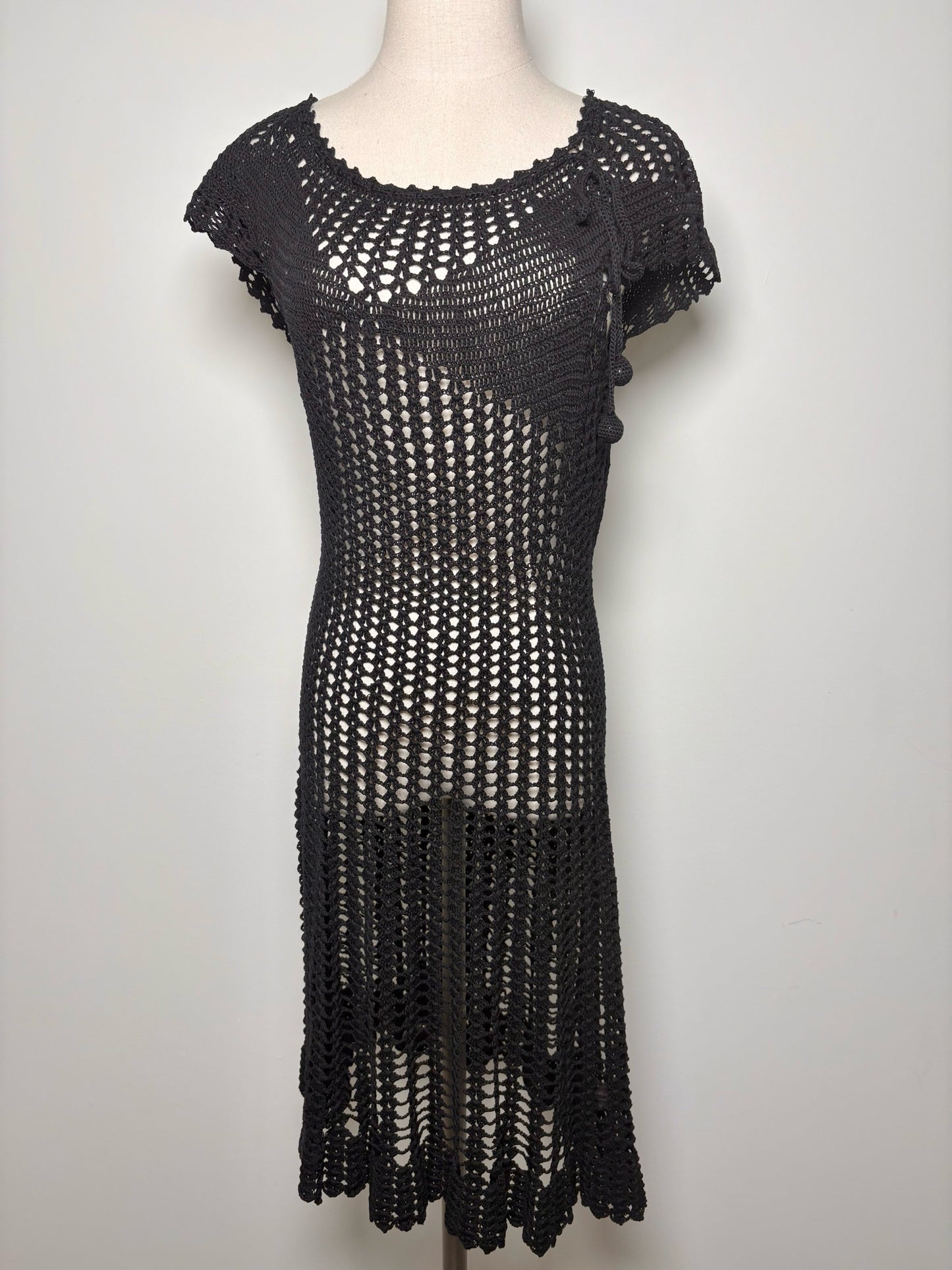 Women Size L Betsey Johnson Black Knitted Cotton Pre-owned Dress