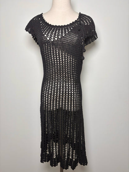 Women Size L Betsey Johnson Black Knitted Cotton Pre-owned Dress