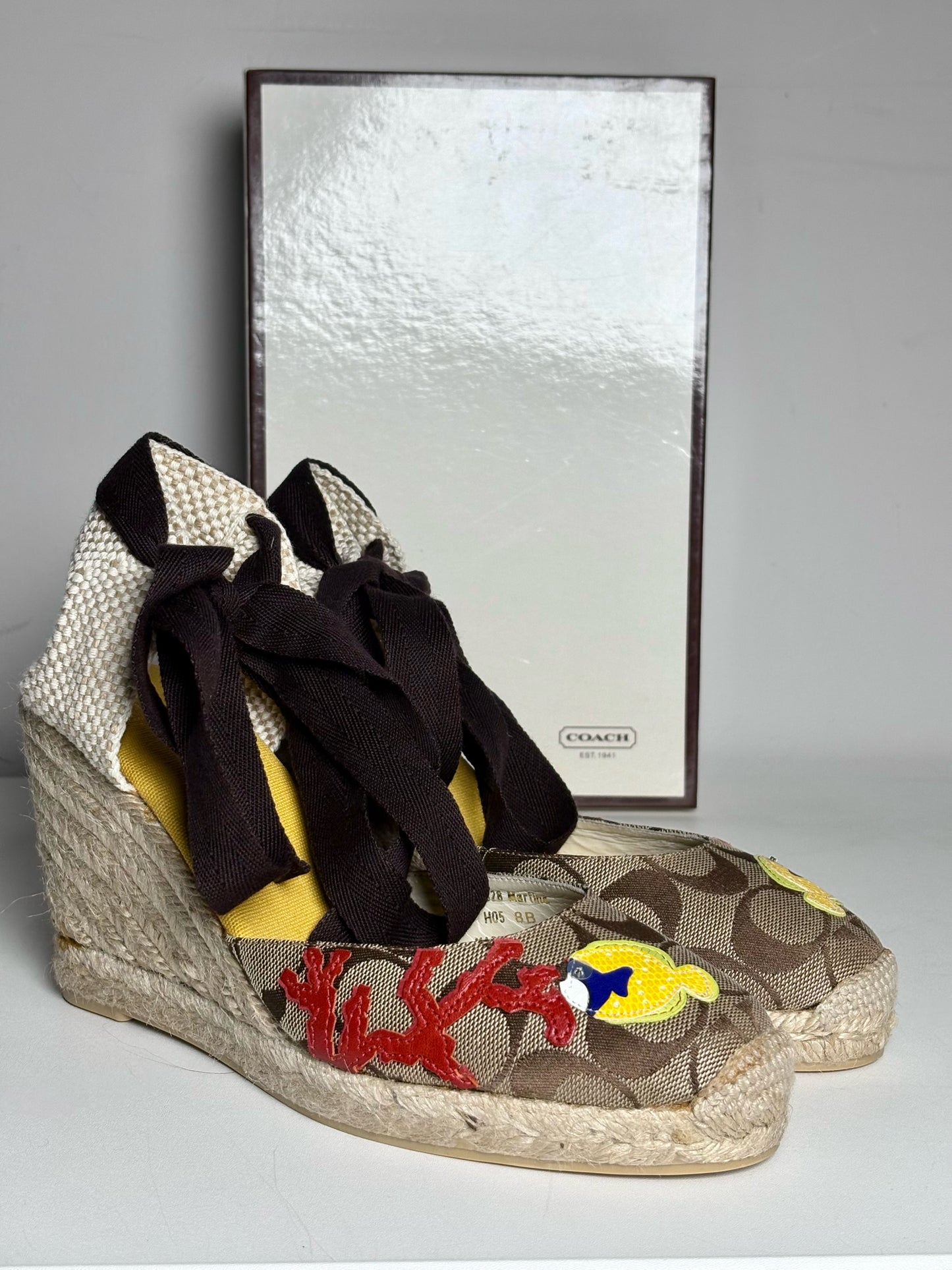 W Shoe Size 8 Coach Khaki Espadrille Pre-owned, NWOT Wedges
