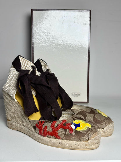 W Shoe Size 8 Coach Khaki Espadrille Pre-owned, NWOT Wedges