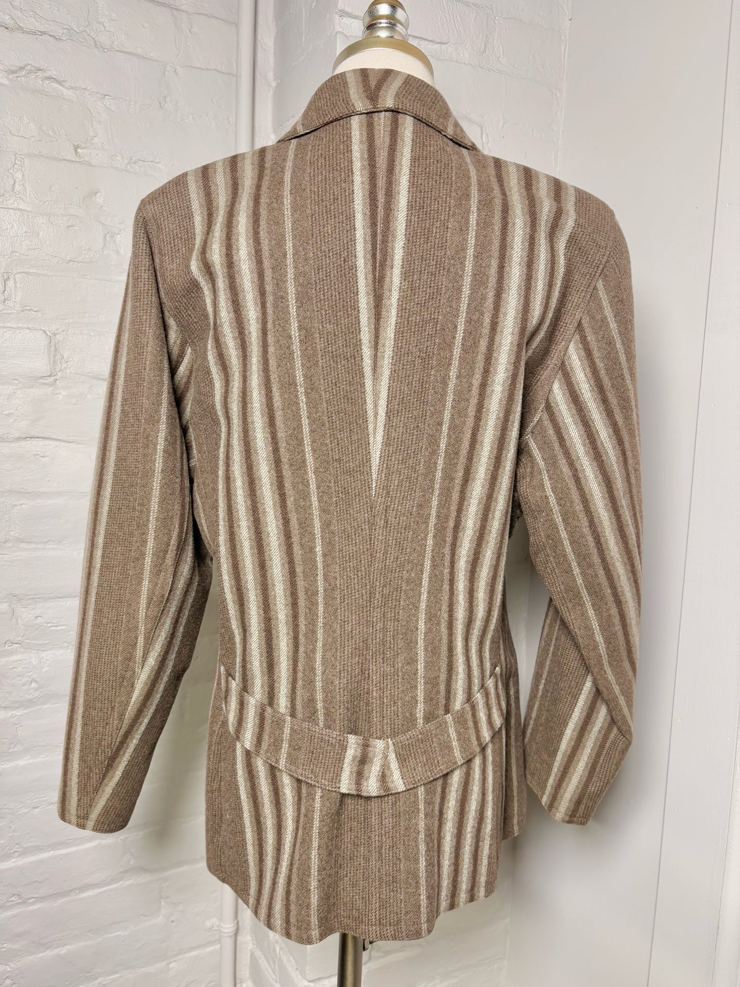 Women Size 44 Gianni Versace Brown Pinstripe Vintage Blazer