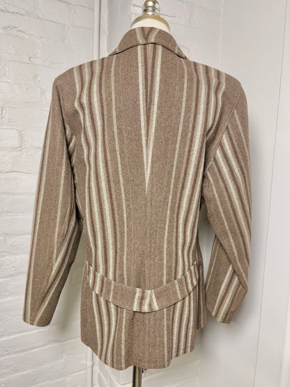 Women Size 44 Gianni Versace Brown Pinstripe Vintage Blazer