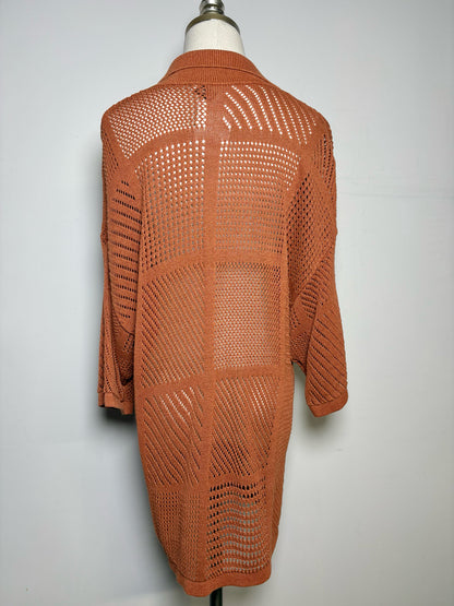 Women Size M Nanushka Rust Orange Knitted Cotton, Paper, Rayon Sweater