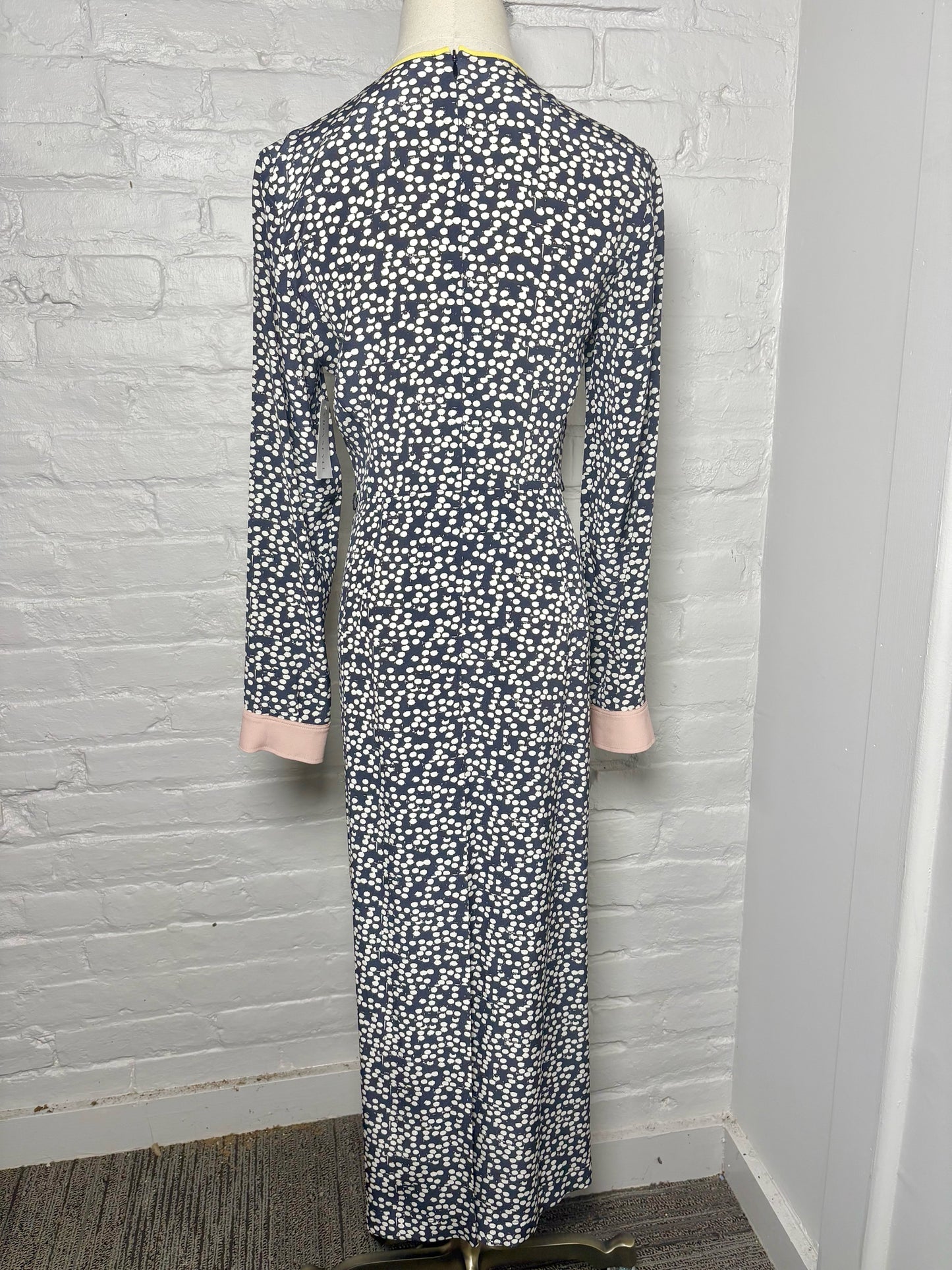 Women Size 4 Max Mara Blue, Cream Geometric Print Jumpsuit