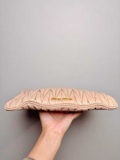 Miu Miu Leather Blush Pink Leather Small Cammeo Matellasse Clutch Purse