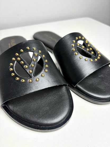 W Shoe Size 8 Mario Valentino Black Leather Cowhide Women's Sandals