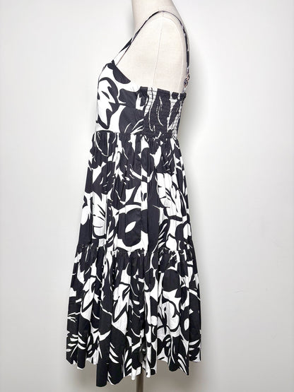 Women Size L Kate Spade New York Black, White Floral Cotton Dress