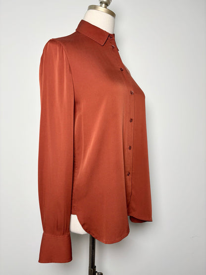 Women Size S Vince Copper Solid Silk Blend Blouse