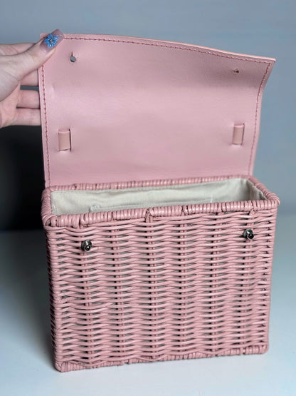 Wicker & Leather Wicker Wings Pre-owned Pink Small Purse