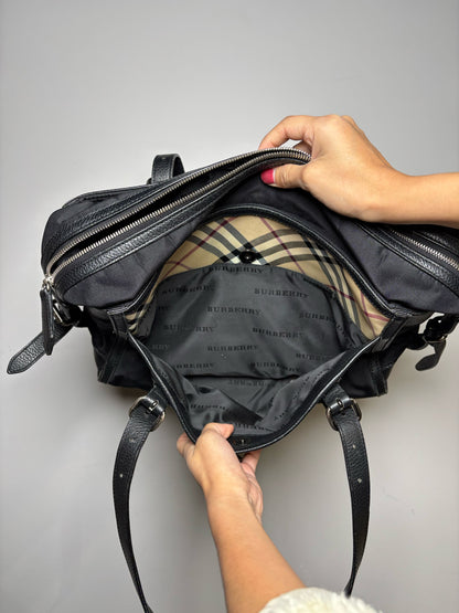 Burberry Nova Check Vintage Nylon Blend Black Purse