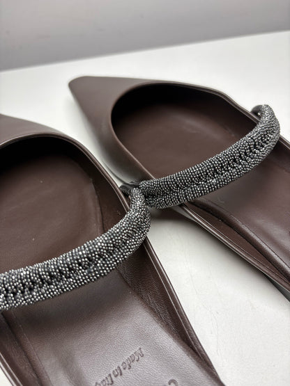 Women's Shoe Size 40 Brunello Cucinelli Brown Monili Strap NWT Pre-Owned Mule Slip-Ons
