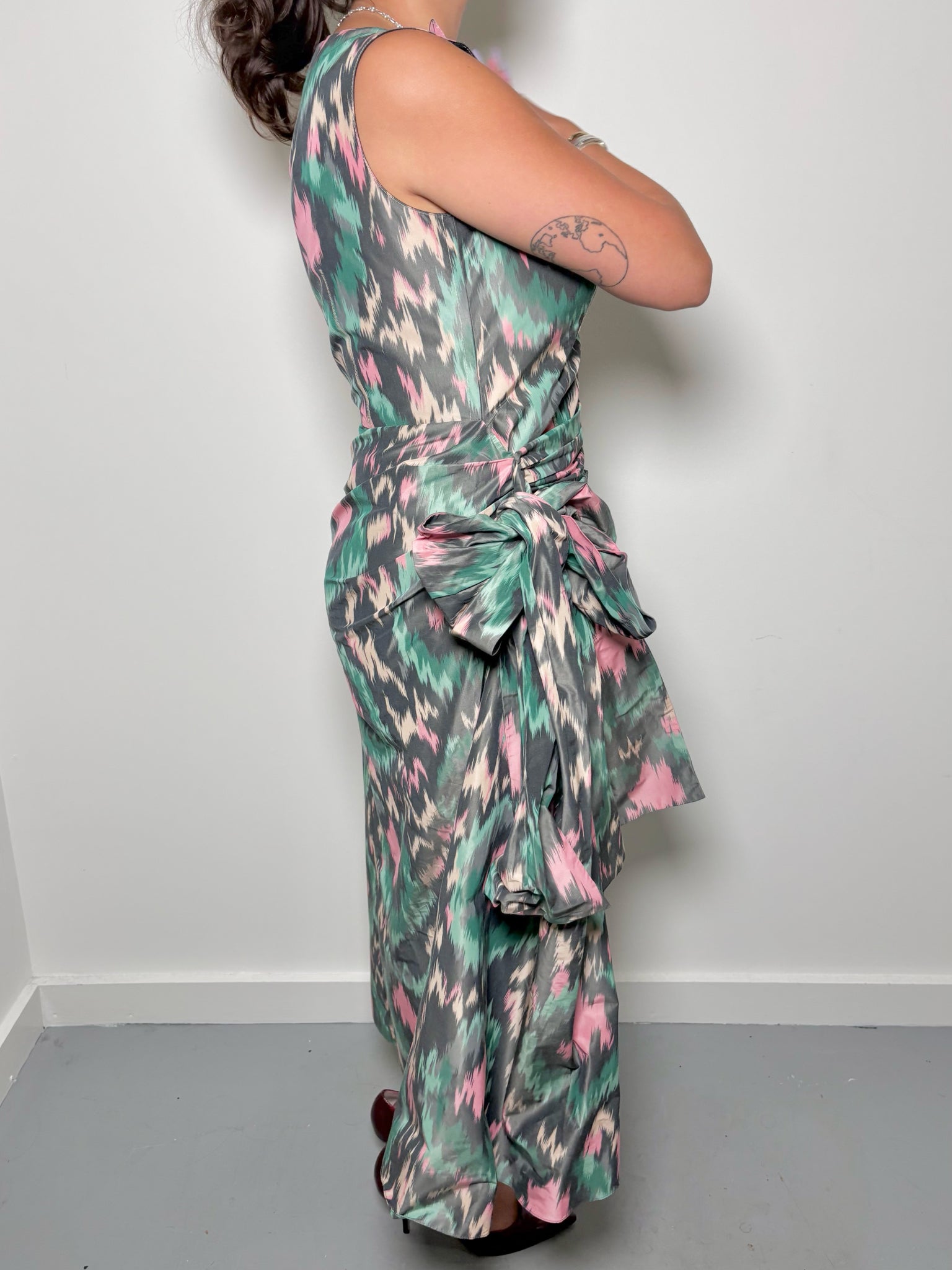 Women Size Marni Green, Pink, Khaki Print Cotton Blend Midi