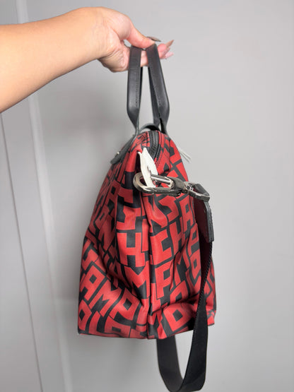 Nylon Longchamp Monogram Black & Red Medium Purse