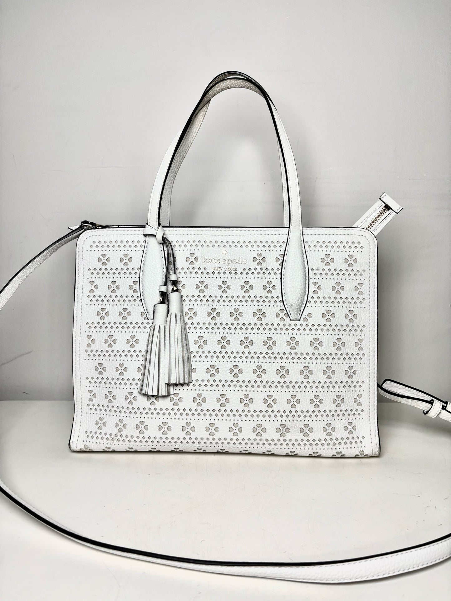 Kate Spade New York Rowe Perforated Leather Pre-owned White Tote