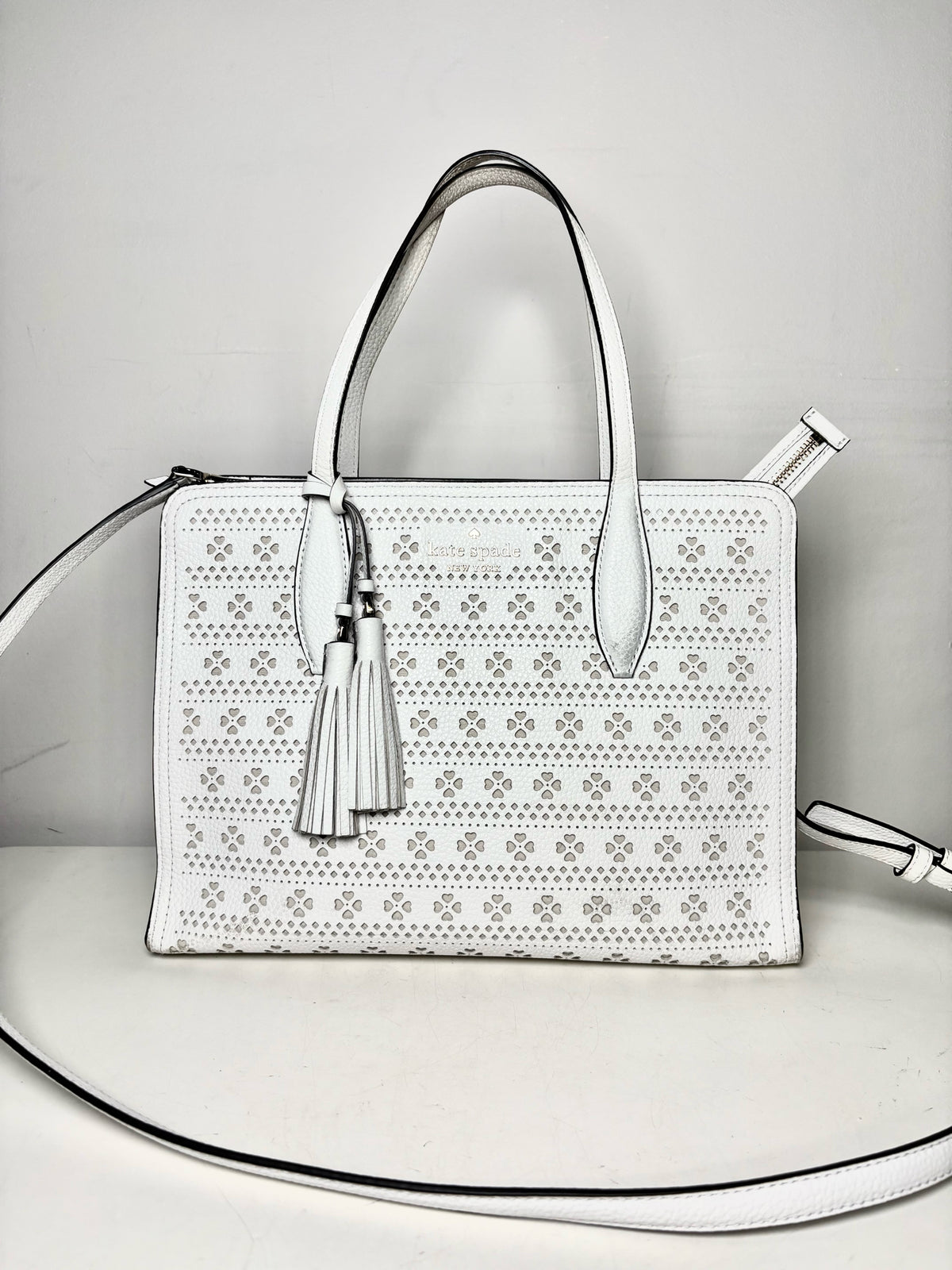 Kate Spade New York Rowe Perforated Leather Pre-owned White Tote