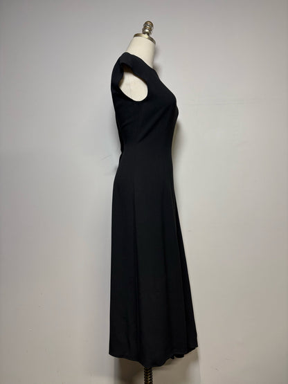 Women Size 2 The Row Black Crepe Asymmetric Hem Pre-owned Midi Dress