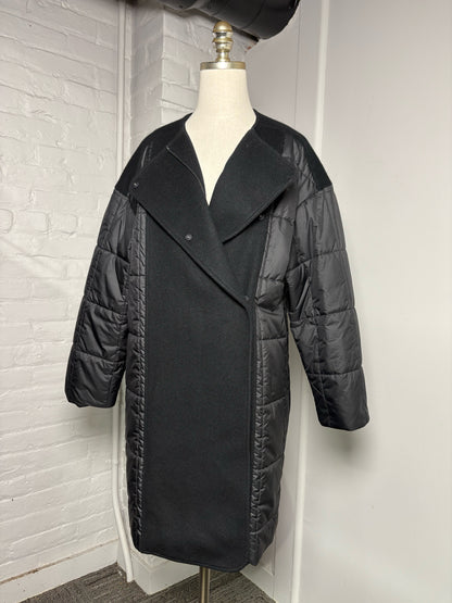 Women Size 36 Heliopole Black Quilted Polyblend Coat