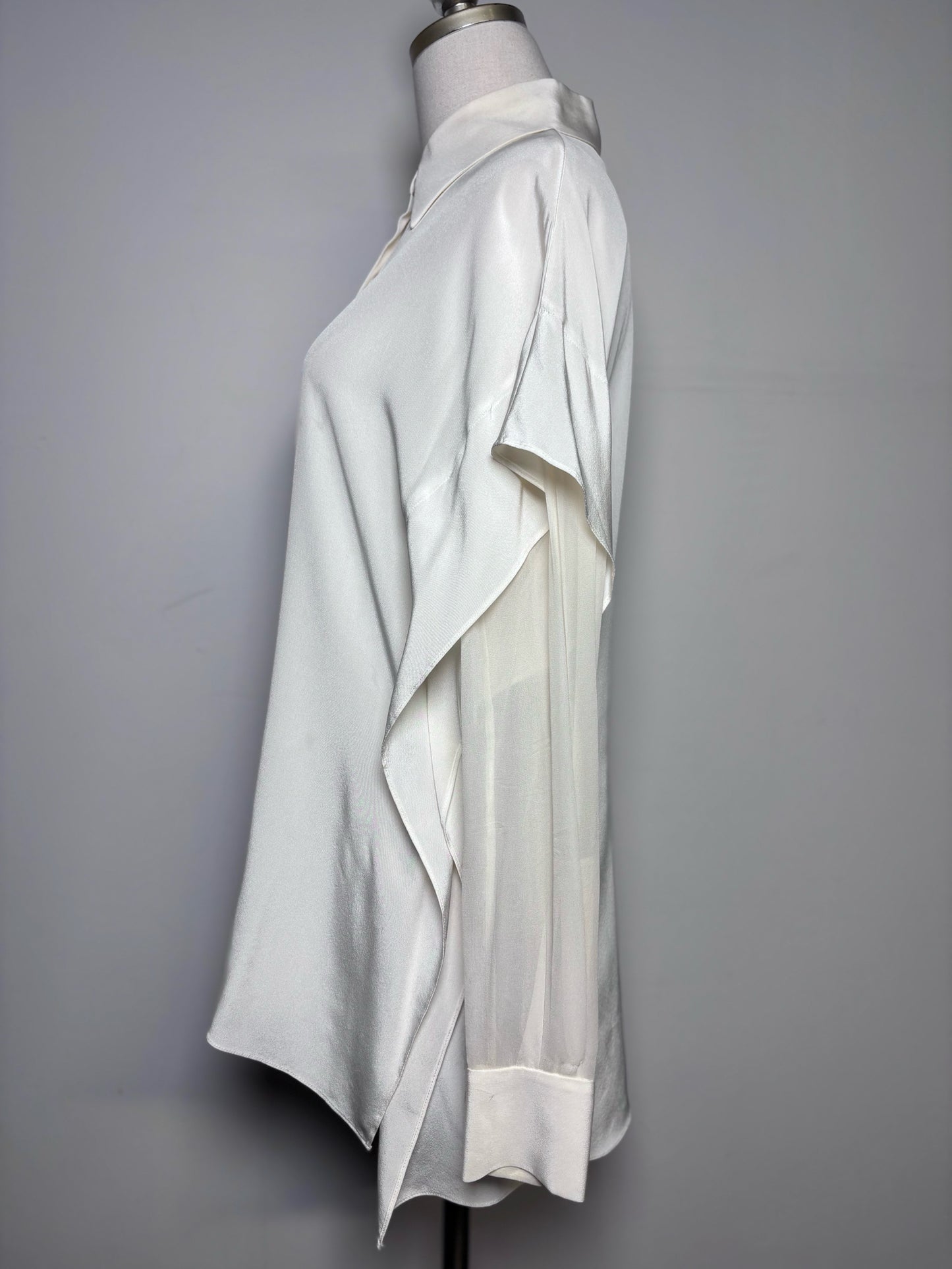 Women Size S Diane Von Furstenberg Ivory Solid 100% Silk Pre-owned Blouse