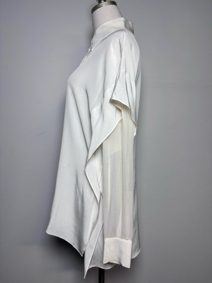 Women Size S Diane Von Furstenberg Ivory Solid 100% Silk Pre-owned Blouse