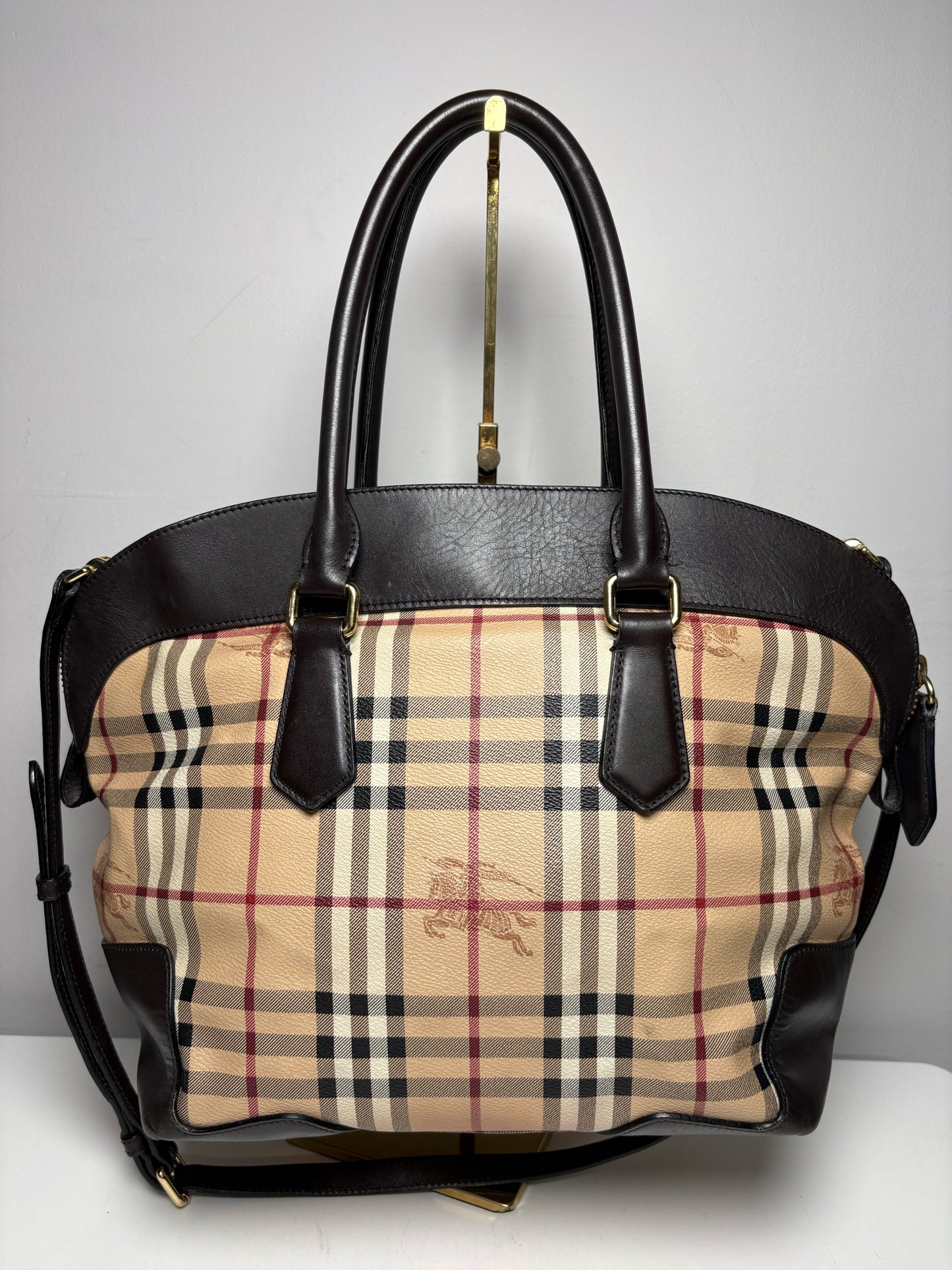 Women's Burberry Primrose Haymarket Check Coated Canvas & Leather Pre-Owned Purse