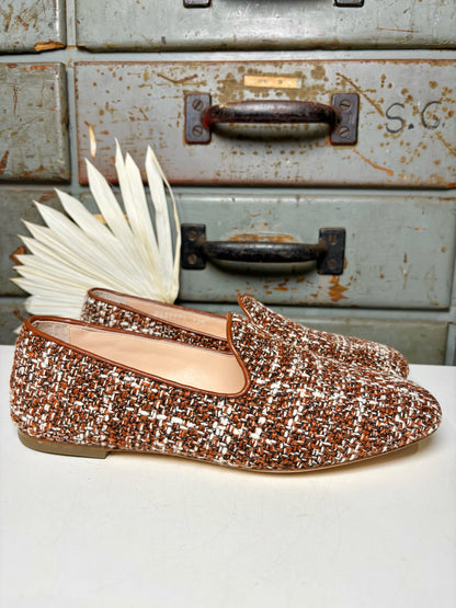 W Shoe Size 37.5 (7 US) AGL Rust Orange Fabric Loafers