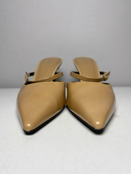 Women's Shoe Size 40 PEDRO Camel Leather NWT Pre-Owned Slip-On Mule Pumps