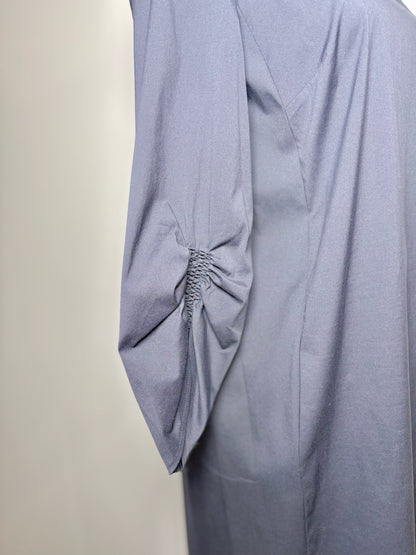 Women Size 2 Lafayette 148 Blue Solid Cotton Shift 3/4 Sleeves Dress
